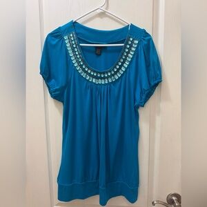 Blue Beaded Women's Top